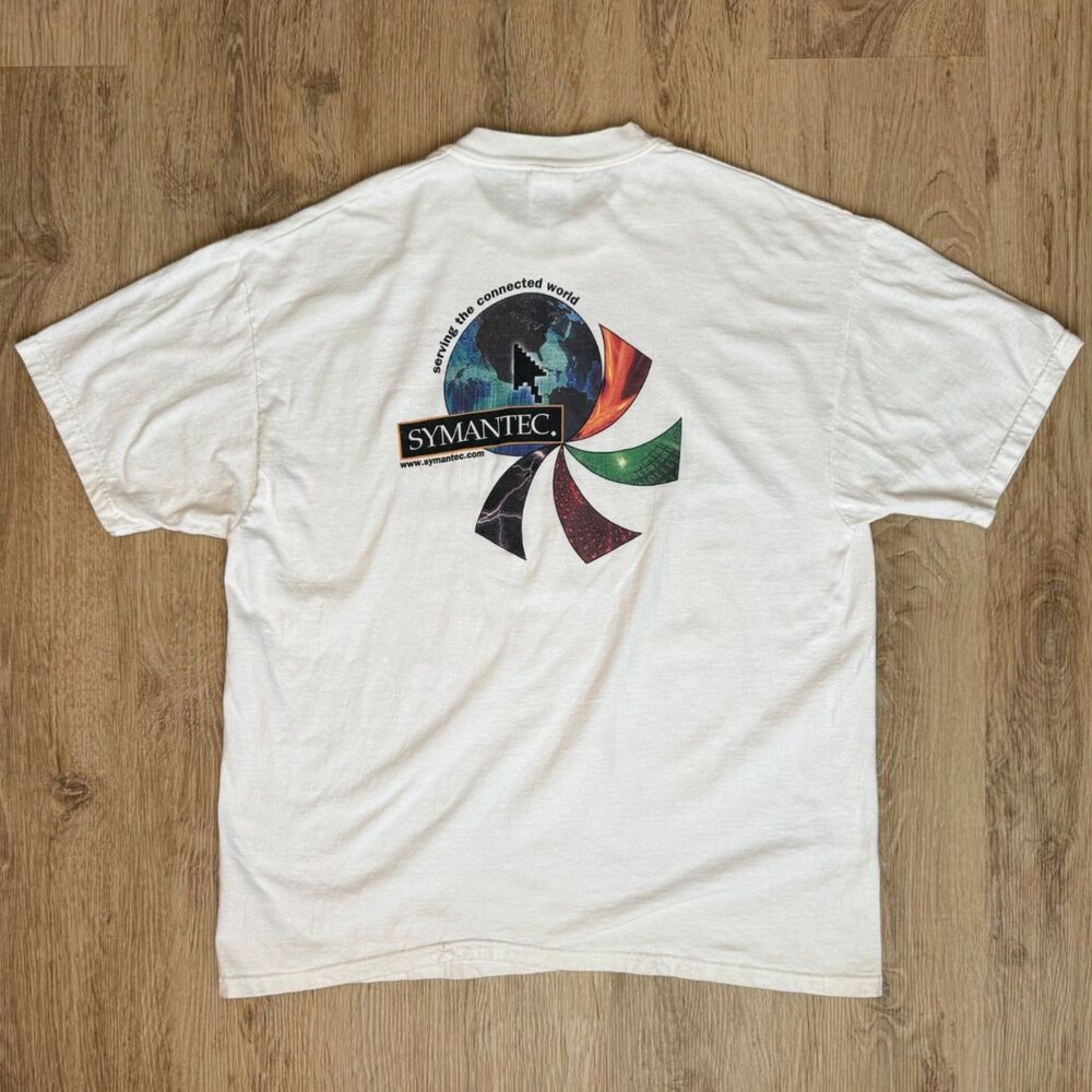 Symantec Graphic T-Shirt Serving The Connected World White XL Techwear